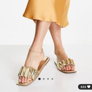 ASOS flat mules in gold, Size 6 Narrow!